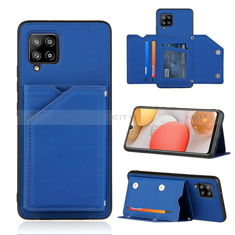 Coque Luxe Cuir Housse Etui Y04B pour Samsung Galaxy A42 5G Bleu Plus