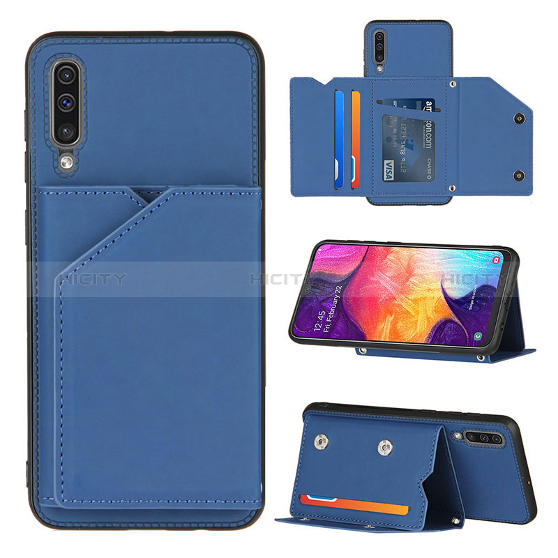 Coque Luxe Cuir Housse Etui Y04B pour Samsung Galaxy A50S Bleu Plus