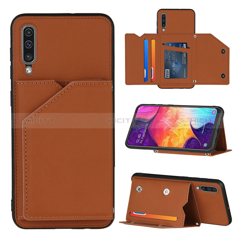 Coque Luxe Cuir Housse Etui Y04B pour Samsung Galaxy A50S Marron Plus