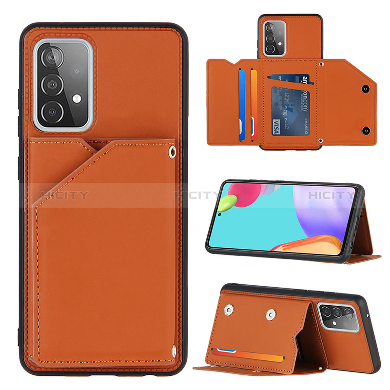 Coque Luxe Cuir Housse Etui Y04B pour Samsung Galaxy A52s 5G Marron Plus