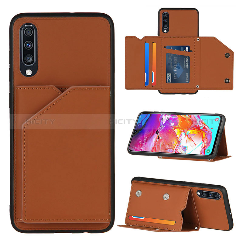 Coque Luxe Cuir Housse Etui Y04B pour Samsung Galaxy A70 Marron Plus