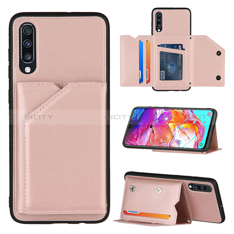 Coque Luxe Cuir Housse Etui Y04B pour Samsung Galaxy A70 Or Rose Plus