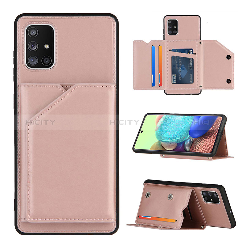 Coque Luxe Cuir Housse Etui Y04B pour Samsung Galaxy A71 4G A715 Or Rose Plus