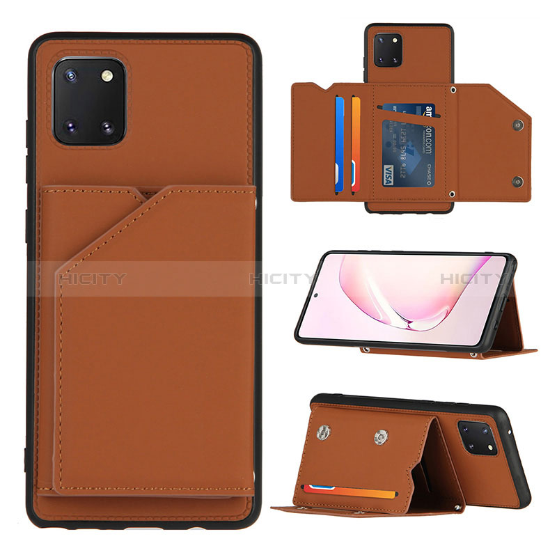 Coque Luxe Cuir Housse Etui Y04B pour Samsung Galaxy A81 Marron Plus