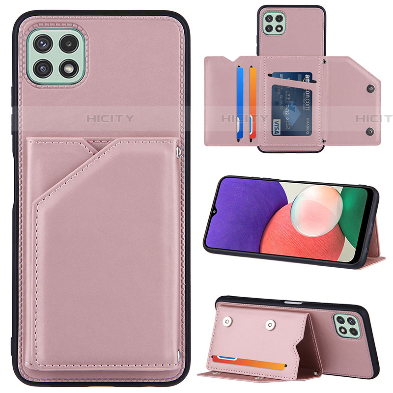 Coque Luxe Cuir Housse Etui Y04B pour Samsung Galaxy F42 5G Or Rose Plus