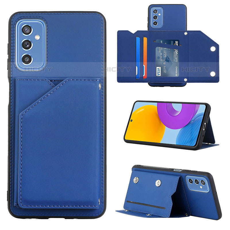 Coque Luxe Cuir Housse Etui Y04B pour Samsung Galaxy M52 5G Bleu Plus