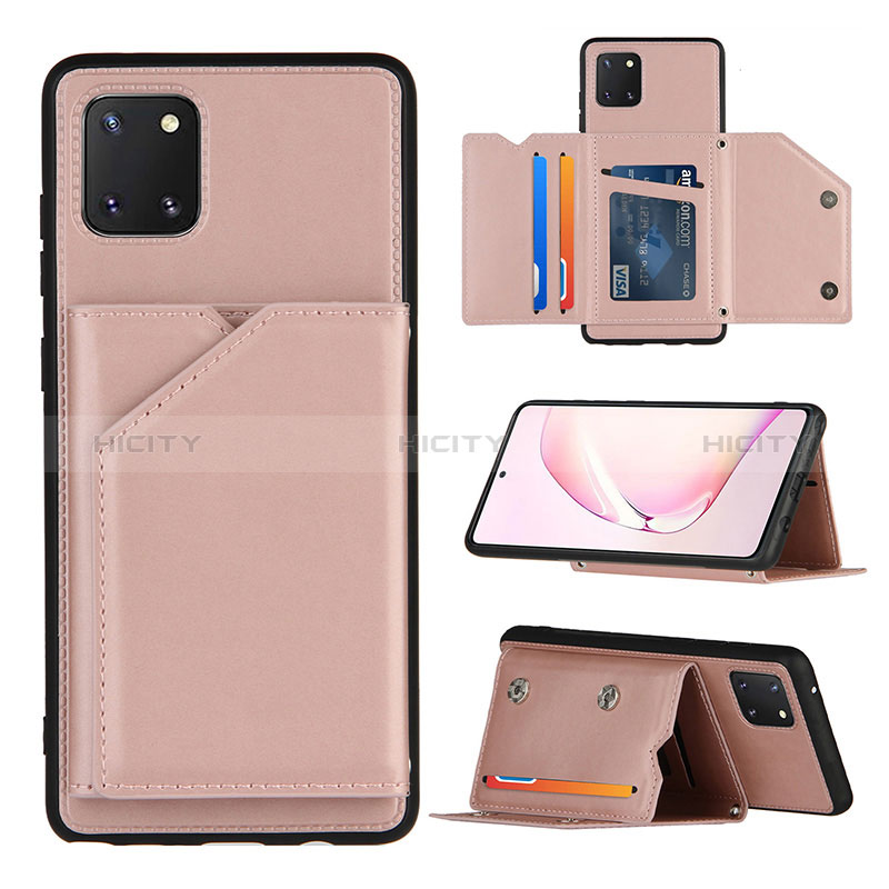 Coque Luxe Cuir Housse Etui Y04B pour Samsung Galaxy Note 10 Lite Or Rose Plus