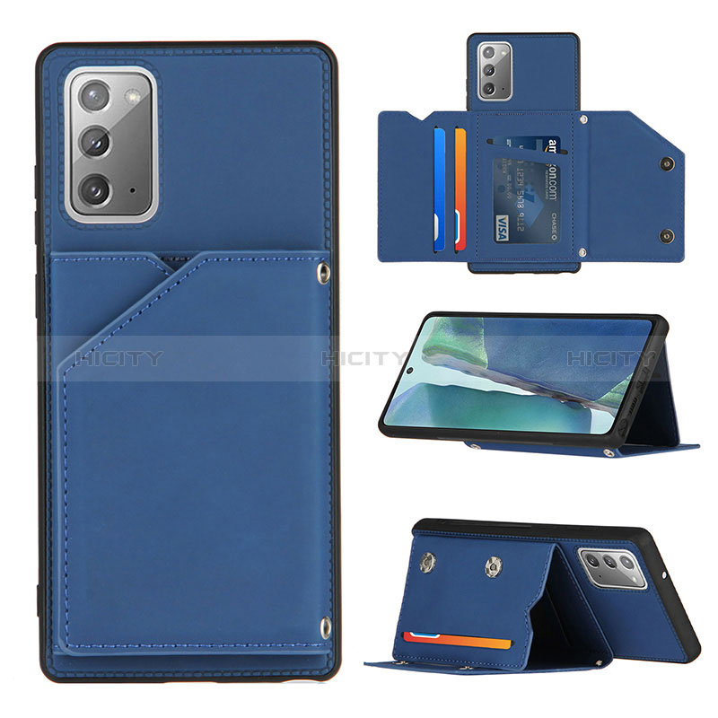 Coque Luxe Cuir Housse Etui Y04B pour Samsung Galaxy Note 20 5G Bleu Plus
