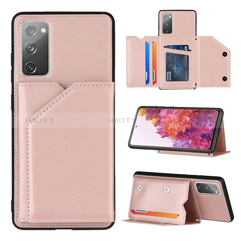 Coque Luxe Cuir Housse Etui Y04B pour Samsung Galaxy S20 FE (2022) 5G Or Rose Plus