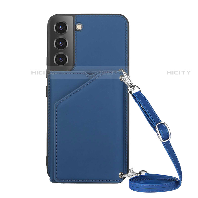 Coque Luxe Cuir Housse Etui Y04B pour Samsung Galaxy S21 Plus 5G Bleu Plus