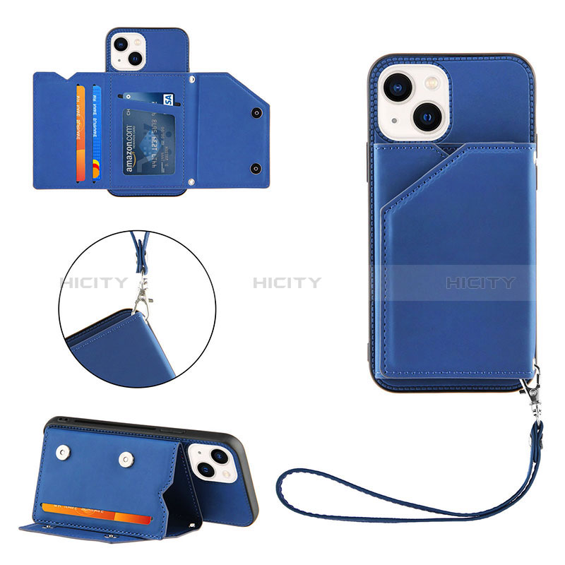 Coque Luxe Cuir Housse Etui Y06B pour Apple iPhone 13 Bleu Plus