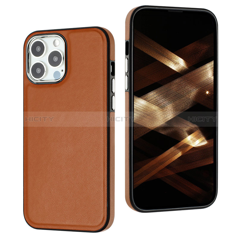 Coque Luxe Cuir Housse Etui Y07B pour Apple iPhone 13 Pro Max Marron Plus