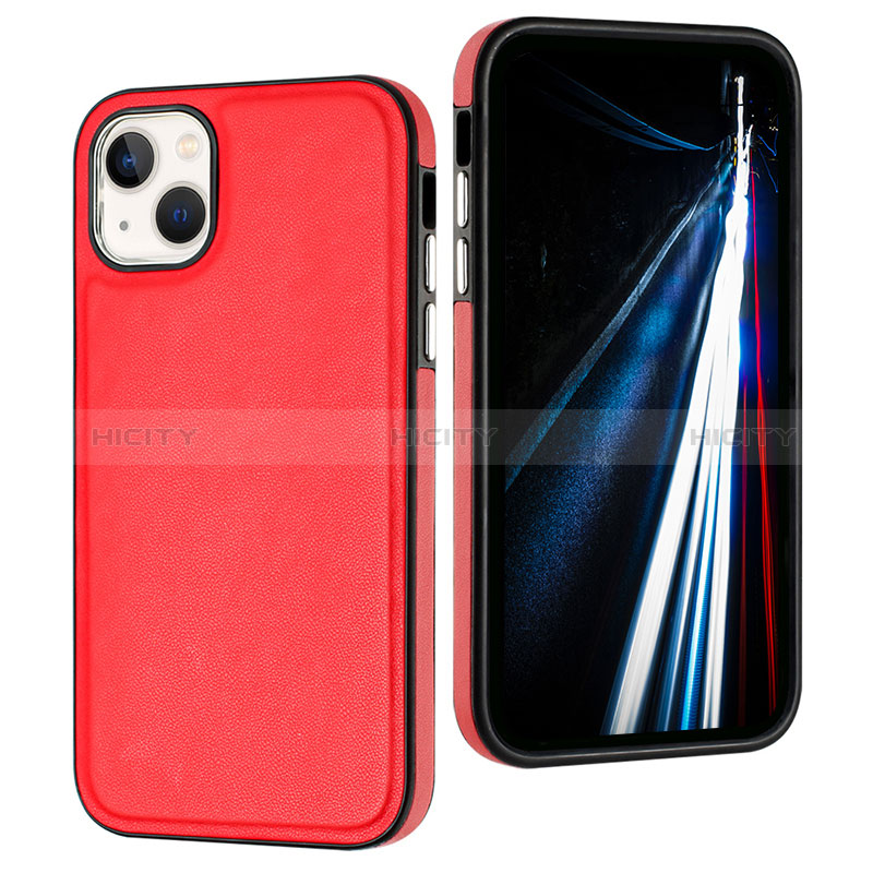 Coque Luxe Cuir Housse Etui Y07B pour Apple iPhone 14 Rouge Plus