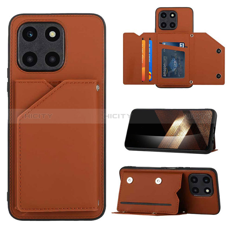 Coque Luxe Cuir Housse Etui YB1 pour Huawei Honor X8b Marron Plus