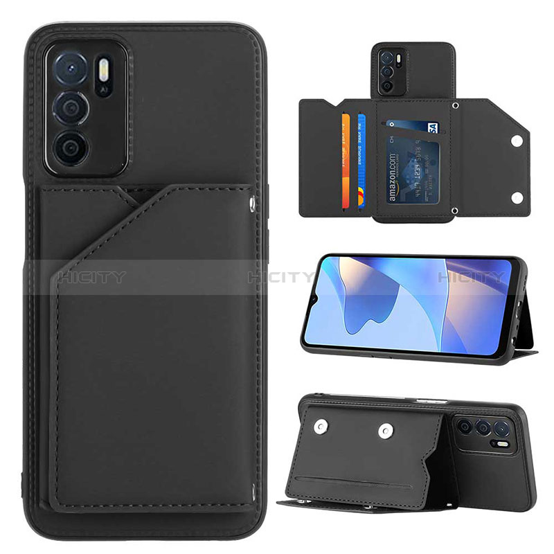 Coque Luxe Cuir Housse Etui YB1 pour Oppo A16 Noir Plus