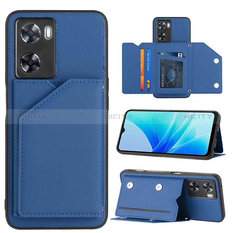 Coque Luxe Cuir Housse Etui YB1 pour Oppo A57 4G Bleu Plus