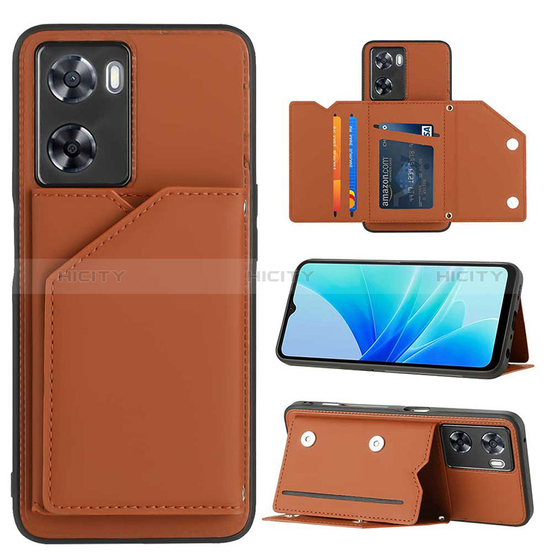 Coque Luxe Cuir Housse Etui YB1 pour Oppo A57 4G Marron Plus