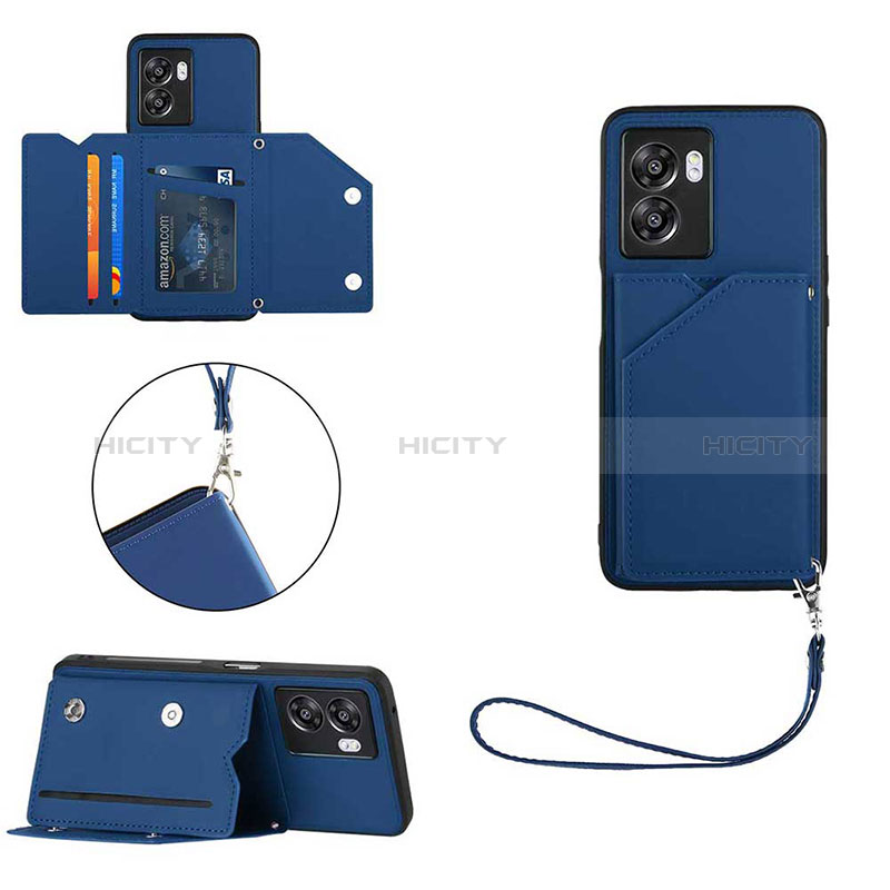 Coque Luxe Cuir Housse Etui YB1 pour Oppo A77 5G Bleu Plus