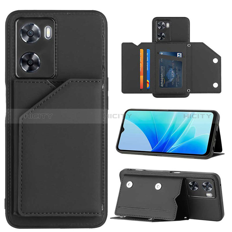 Coque Luxe Cuir Housse Etui YB1 pour Oppo A77s Noir Plus