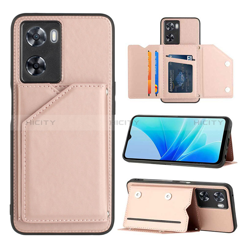 Coque Luxe Cuir Housse Etui YB1 pour Oppo A77s Or Rose Plus