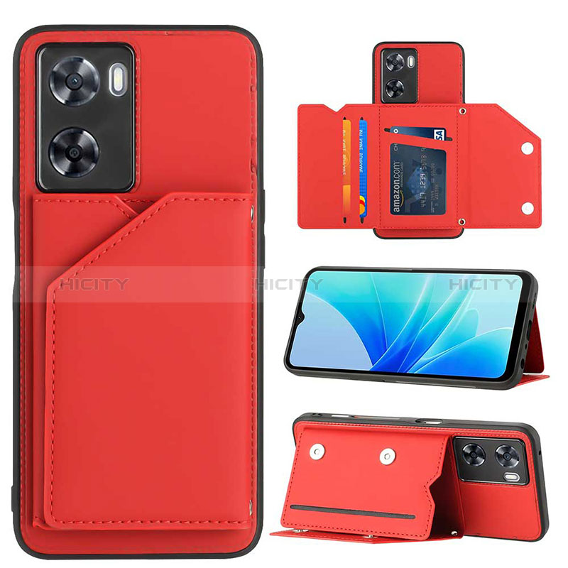 Coque Luxe Cuir Housse Etui YB1 pour Oppo A77s Rouge Plus