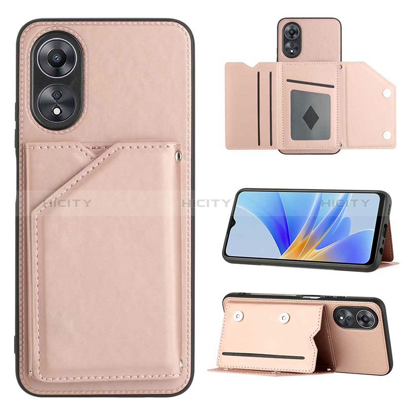 Coque Luxe Cuir Housse Etui YB1 pour Oppo A78 5G Or Rose Plus