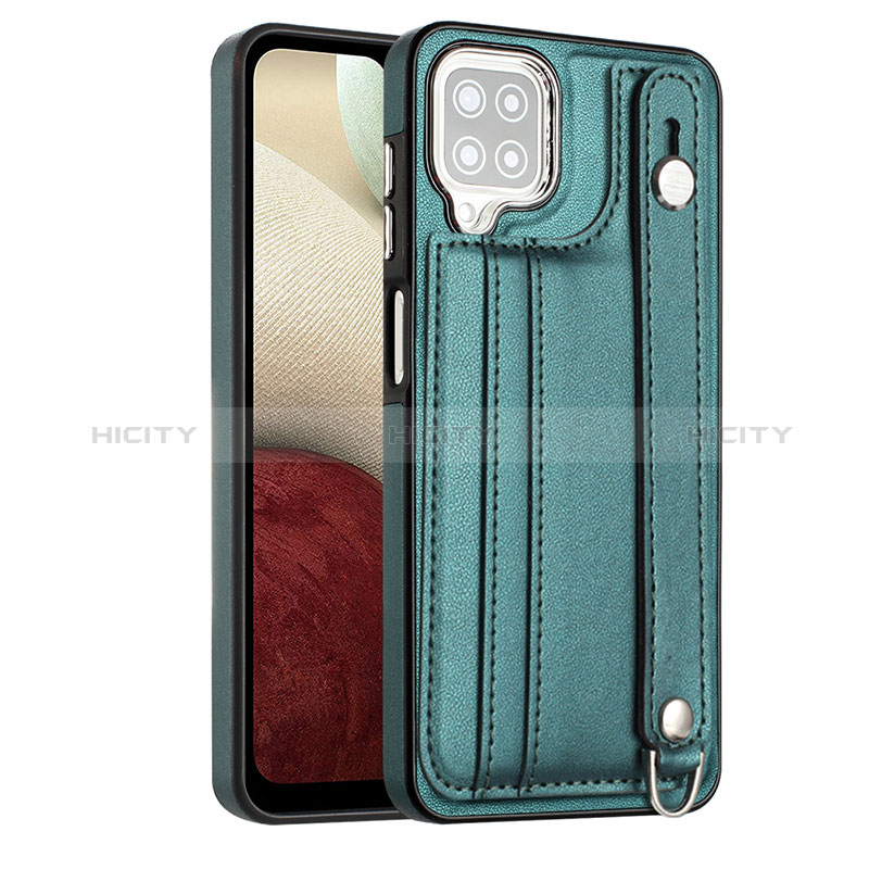 Coque Luxe Cuir Housse Etui YB1 pour Samsung Galaxy A12 Vert Plus