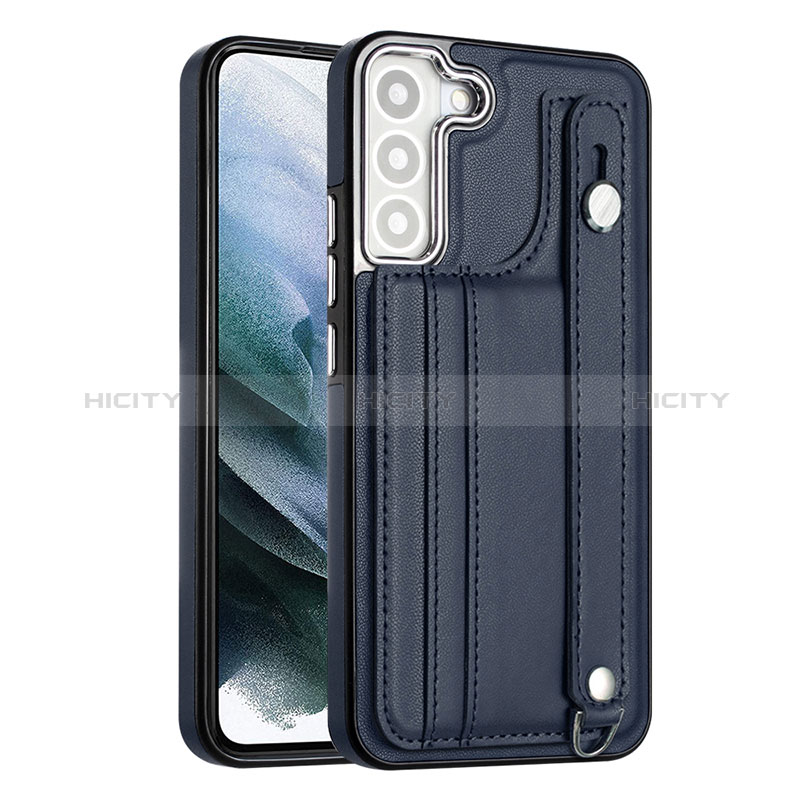 Coque Luxe Cuir Housse Etui YB1 pour Samsung Galaxy S21 FE 5G Bleu Plus