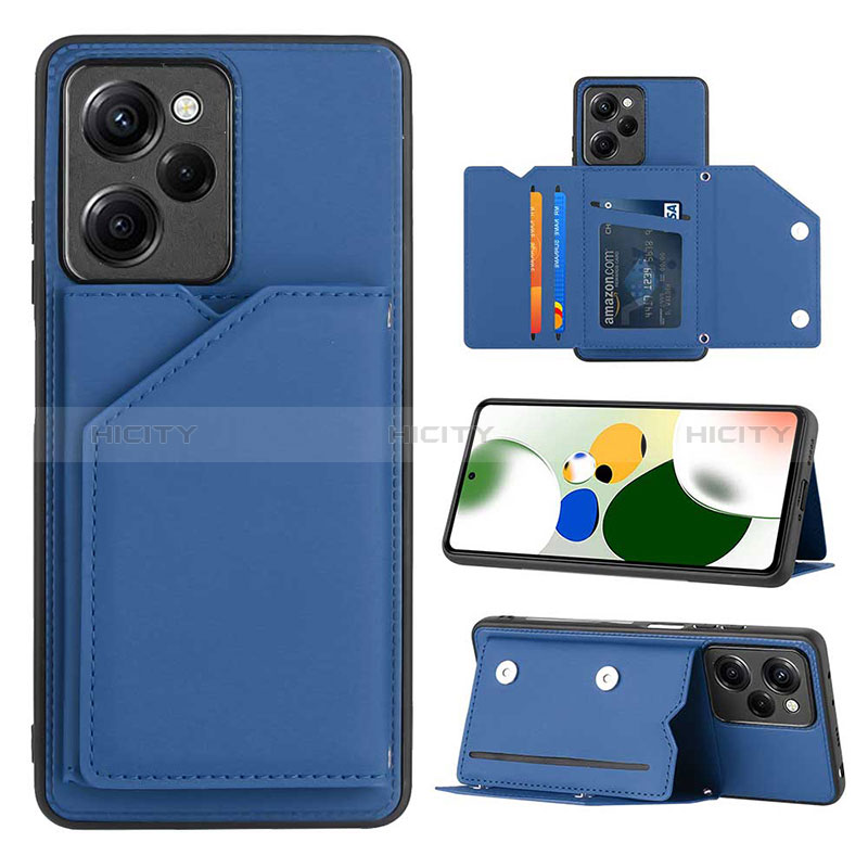 Coque Luxe Cuir Housse Etui YB1 pour Xiaomi Poco X5 Pro 5G Bleu Plus