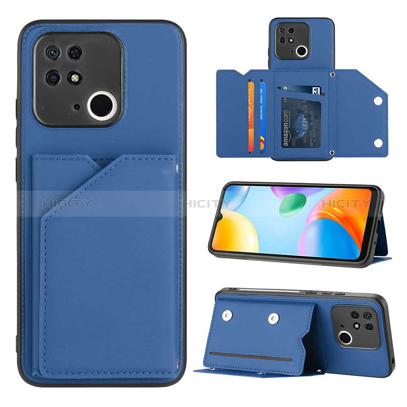 Coque Luxe Cuir Housse Etui YB1 pour Xiaomi Redmi 10 India Bleu Plus