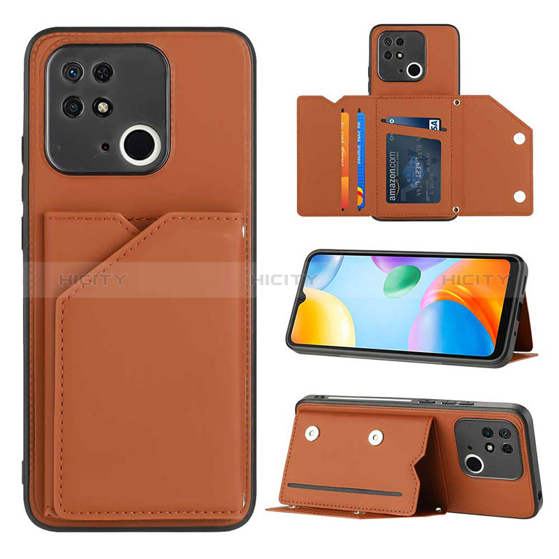 Coque Luxe Cuir Housse Etui YB1 pour Xiaomi Redmi 10 India Marron Plus