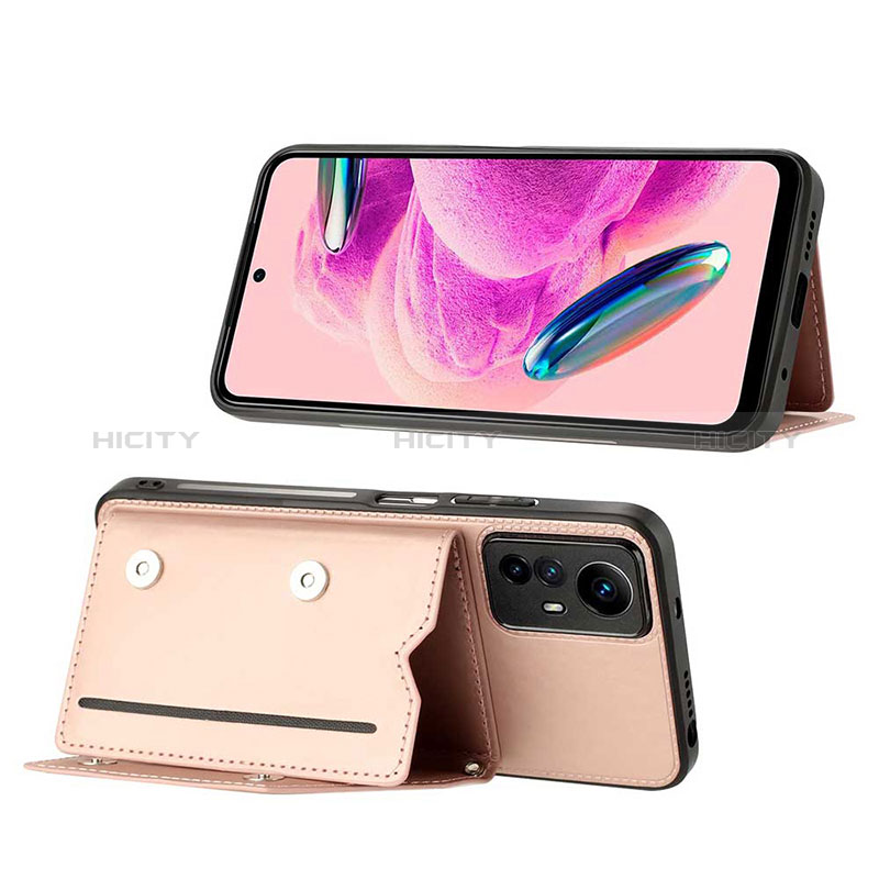 Coque Luxe Cuir Housse Etui YB1 pour Xiaomi Redmi Note 12S Or Rose Plus