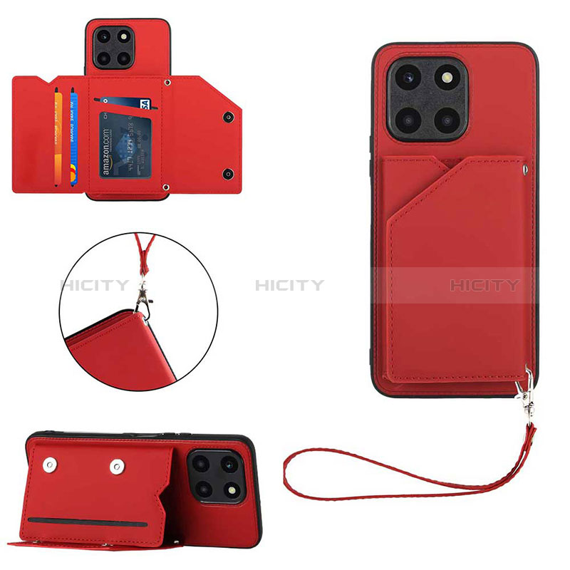 Coque Luxe Cuir Housse Etui YB2 pour Huawei Honor X6a Rouge Plus