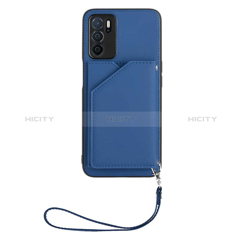 Coque Luxe Cuir Housse Etui YB2 pour Oppo A16 Bleu Plus