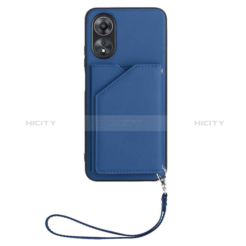 Coque Luxe Cuir Housse Etui YB2 pour Oppo A17 Bleu Plus