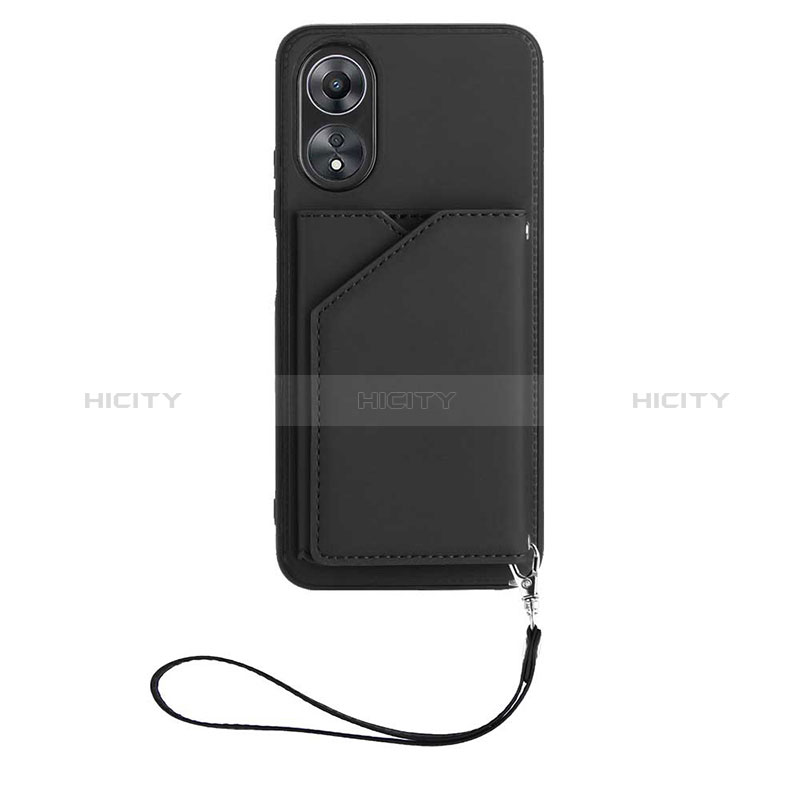 Coque Luxe Cuir Housse Etui YB2 pour Oppo A17 Noir Plus