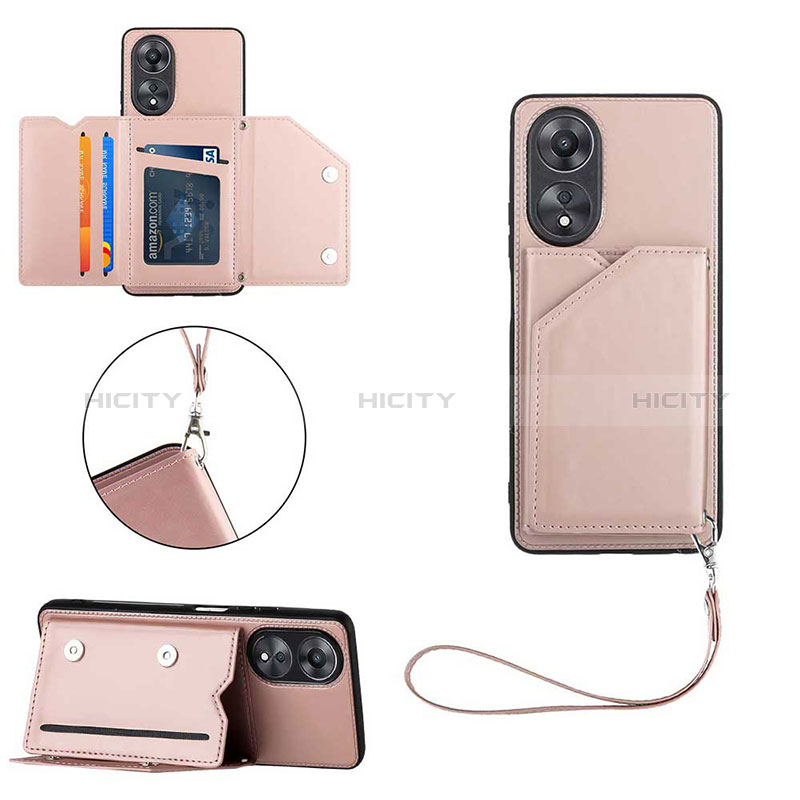 Coque Luxe Cuir Housse Etui YB2 pour Oppo A38 Or Rose Plus