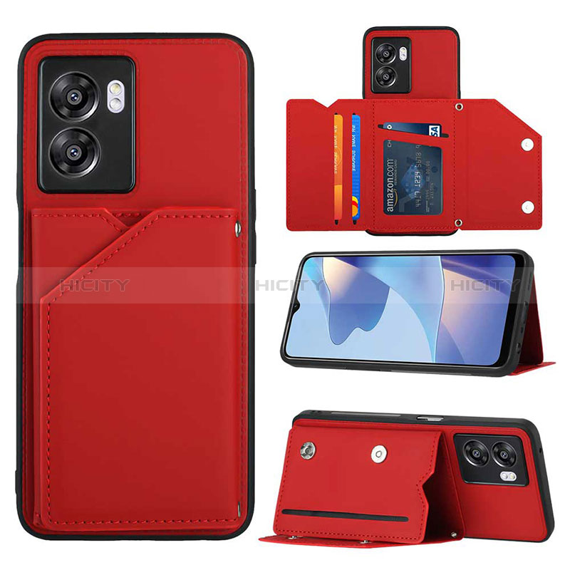 Coque Luxe Cuir Housse Etui YB2 pour Oppo A57 5G Rouge Plus