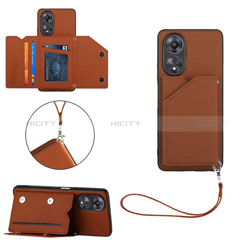 Coque Luxe Cuir Housse Etui YB2 pour Oppo A58 4G Marron Plus