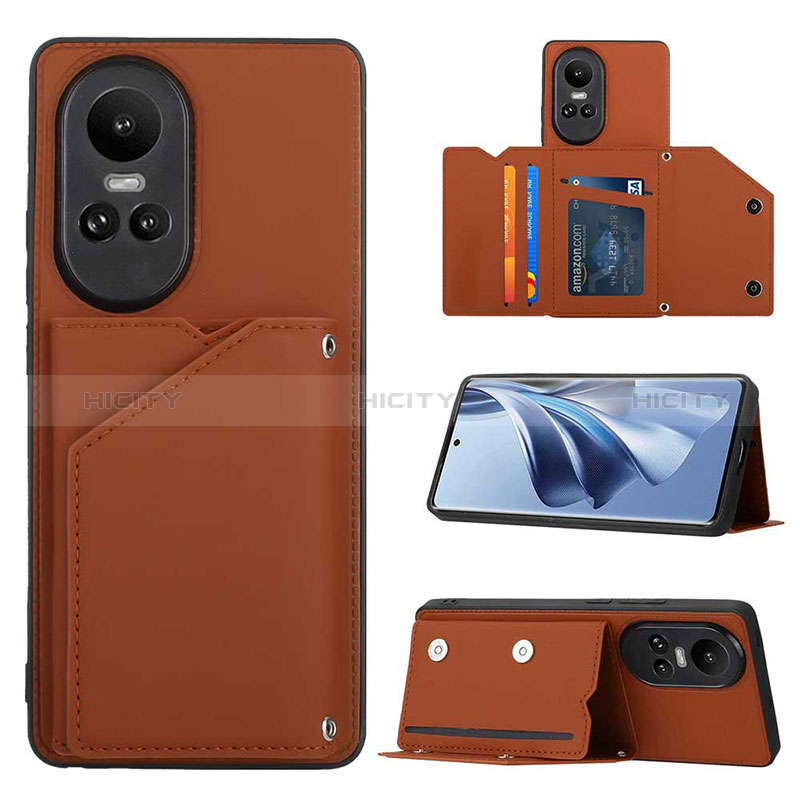 Coque Luxe Cuir Housse Etui YB2 pour Oppo Reno10 5G Marron Plus