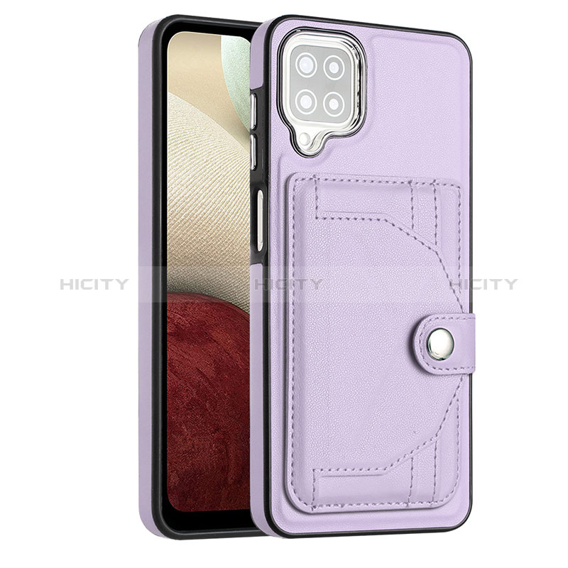 Coque Luxe Cuir Housse Etui YB2 pour Samsung Galaxy A12 5G Violet Plus