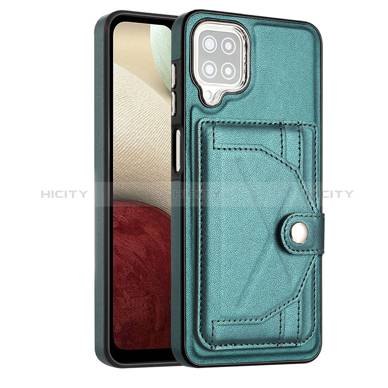 Coque Luxe Cuir Housse Etui YB2 pour Samsung Galaxy A12 Nacho Vert Plus