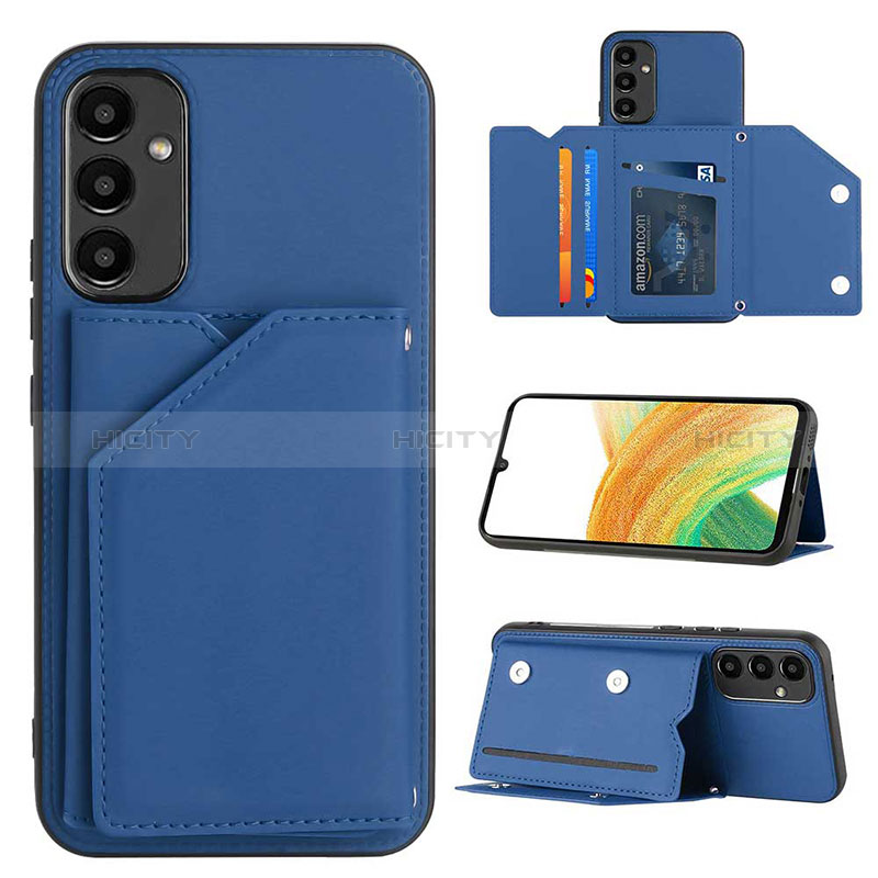 Coque Luxe Cuir Housse Etui YB2 pour Samsung Galaxy A34 5G Bleu Plus