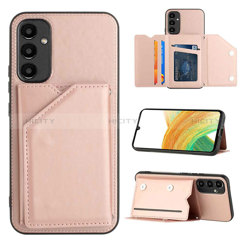 Coque Luxe Cuir Housse Etui YB2 pour Samsung Galaxy A34 5G Or Rose Plus