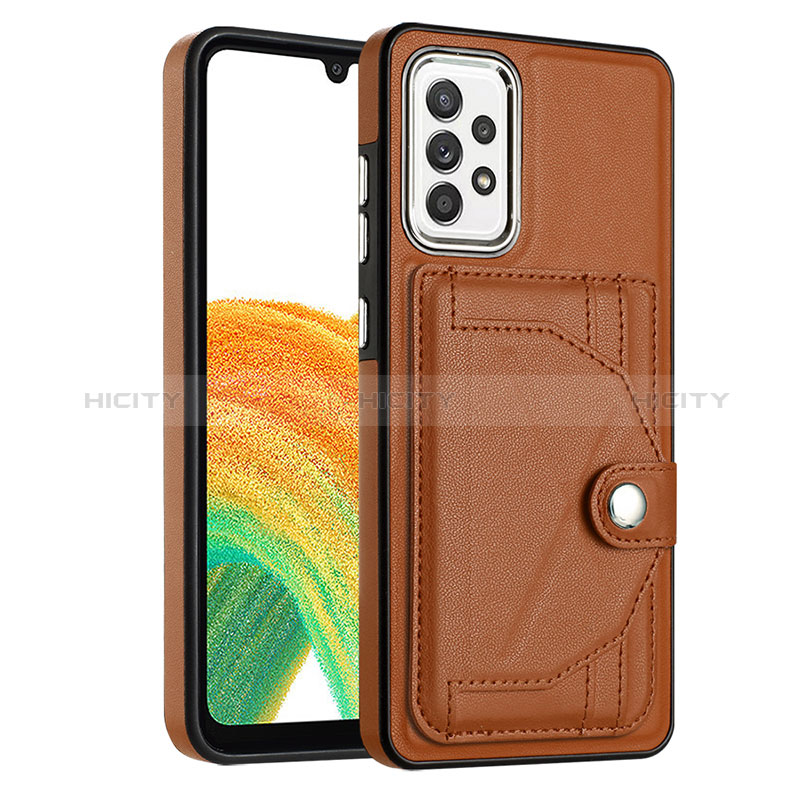 Coque Luxe Cuir Housse Etui YB2 pour Samsung Galaxy A73 5G Marron Plus