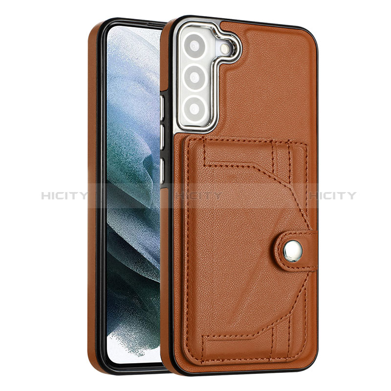 Coque Luxe Cuir Housse Etui YB2 pour Samsung Galaxy S21 FE 5G Marron Plus