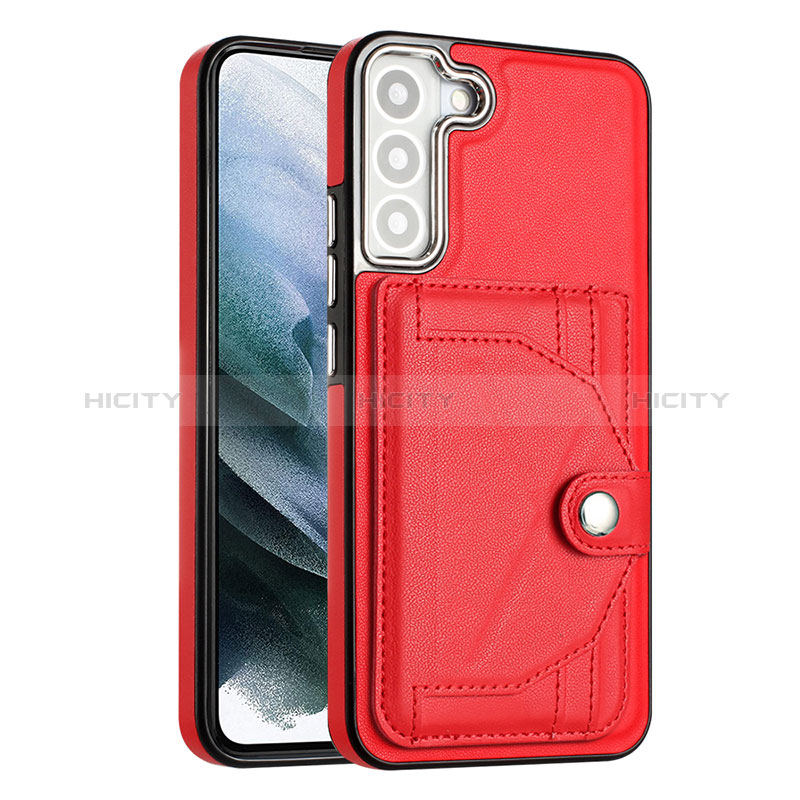 Coque Luxe Cuir Housse Etui YB2 pour Samsung Galaxy S21 FE 5G Rouge Plus