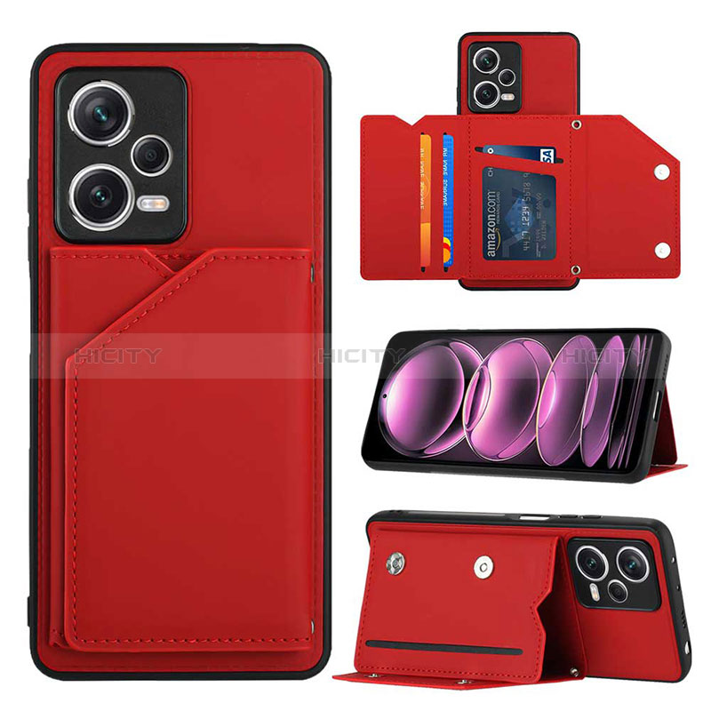 Coque Luxe Cuir Housse Etui YB2 pour Xiaomi Redmi Note 12 Explorer Rouge Plus