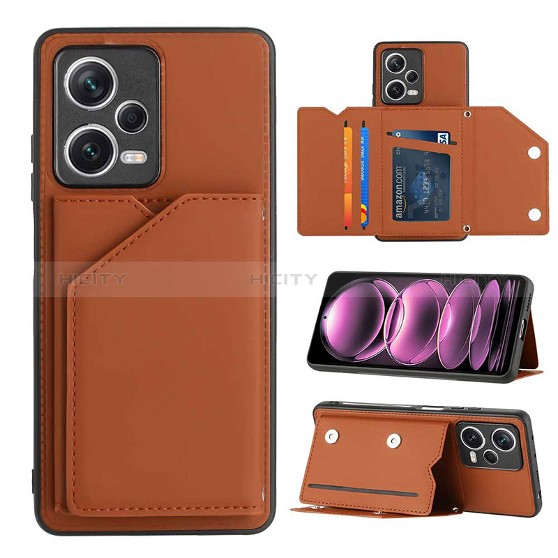 Coque Luxe Cuir Housse Etui YB2 pour Xiaomi Redmi Note 12 Pro 5G Marron Plus