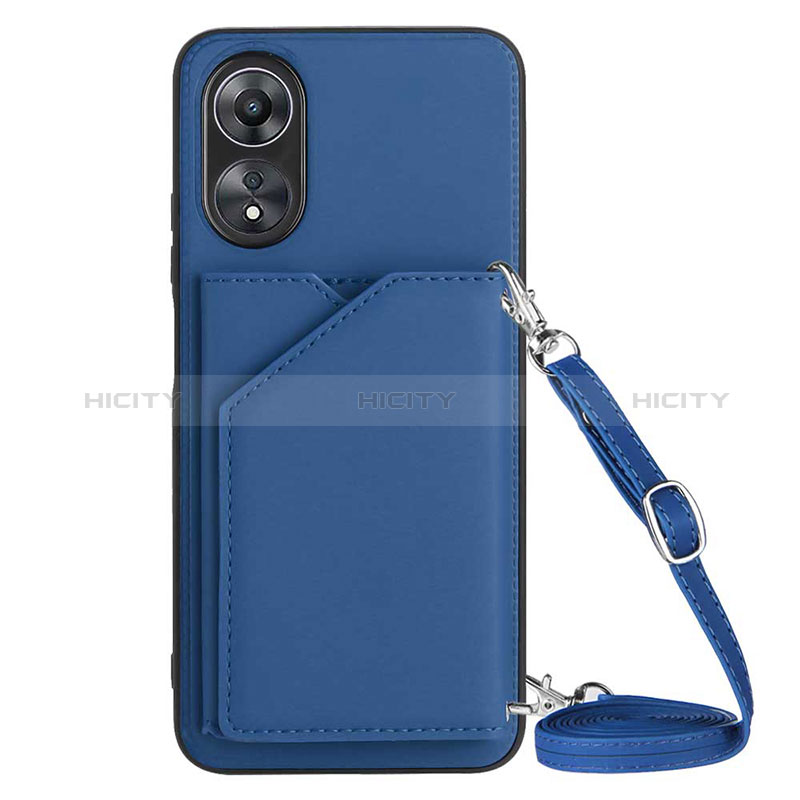 Coque Luxe Cuir Housse Etui YB3 pour Oppo A17 Bleu Plus